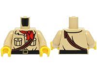 LEGO part Torso Shirt with Buttons and Pockets, Black Belt with Gold Buckle, Red Neckerchief, Reddish Brown Ropes Pattern / Tan Arms / Yellow Hands 973pb5663c01