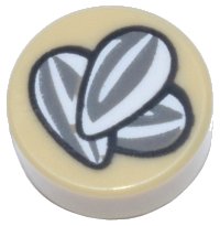 LEGO part Tile, Round 1 x 1 with Dark Bluish Gray and White Sunflower Seeds Pattern 98138pb398