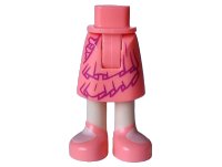 LEGO part Mini Doll Hips and Skirt Mid-Length with Molded Light Nougat Legs and Printed Dark Purple Layers and Ruffles and Coral Sandals Pattern - Thick Hinge 109803c00pb01