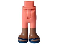 LEGO part Mini Doll Hips and Trousers with Back Pockets with Molded Medium Brown Lower Legs / Boots and Printed Dark Blue Sandals Pattern - Thin Hinge 67072c00pb015