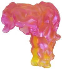 LEGO part Minifigure, Hair Female Long Wavy, High Back Ponytail with Marbled Satin Trans-Yellow Pattern  1987pb03