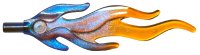 LEGO part Wave Rounded Straight Large with Bar End (Flame) with Marbled Trans-Orange Pattern 85959pb01a
