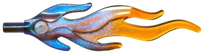 LEGO part Wave Rounded Straight Large with Bar End (Flame) with Marbled Trans-Orange Pattern (85959pb01a)
