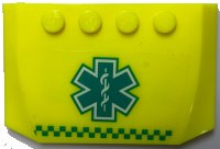 LEGO onderdeel Wedge 4 x 6 x 2/3 Triple Curved with Dark Turquoise EMT Star of Life and Checkered Stripe Pattern (Sticker) - Set 60330 52031pb188