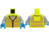 LEGO part Torso Safety Vest with Zipper and Silver and Orange Reflective Stripes over Light Bluish Gray Shirt Pattern / Light Bluish Gray Arms / Dark Azure Hands 973pb4658c01