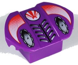 LEGO part Brick, Modified 2 x 2 No Studs, Sloped with Flared Wings and Warrior Pattern (30600pb01)