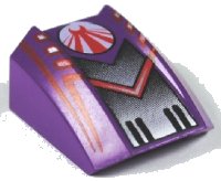 LEGO part Schräge, gewölbt 2 x 2 Lippe mit rotem Chevron und schwarzem Übergang Muster (Warrior) 30602pb013
