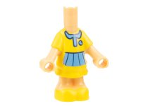 LEGO part Micro Doll, Body with Molded Yellow Short Layered Dress and Shoes and Printed Medium Blue Collar, Badge, and Skirt Pattern 69969pb15
