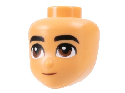 LEGO onderdeel Mini Doll, Head Friends Male with Black Eyebrows, Reddish Brown Eyes, and Closed Mouth Pattern (101830)