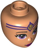 LEGO onderdeel Mini Doll, Head Friends with Black Eyebrows, Medium Lavender Eyes, Dark Red Lips and Dark Purple Forehead Pattern 78956
