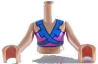 LEGO part Torso Mini Doll Girl Dark Pink and Dark Azure Swimsuit Top Pattern, Nougat Arms with Hands FTGpb193c01