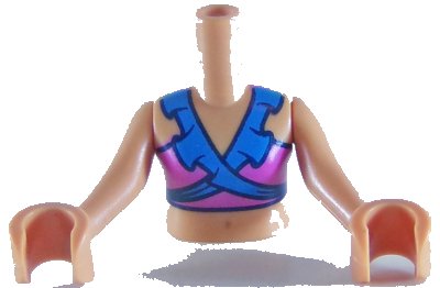 LEGO part Torso Mini Doll Girl Dark Pink and Dark Azure Swimsuit Top Pattern, Nougat Arms with Hands (FTGpb193c01)