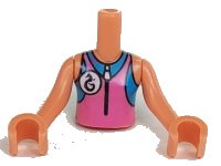 LEGO part Torso Mini Doll Girl Dark Pink and Dark Azure Wetsuit with Seahorse Logo Pattern, Nougat Arms with Hands FTGpb230c01