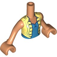 LEGO part Torso Mini Doll Girl Bright Light Yellow Vest with Buttons over Dark Azure Top Pattern, Nougat Arms with Hands (FTGpb259c01)