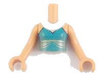 LEGO onderdeel Torso Mini Doll Girl Dark Turquoise Dress Top with White Necklace Pattern, Nougat Arms with Hands FTGpb296c01