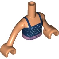 LEGO onderdeel Torso Mini Doll Girl Dark Blue Halter Top with Star Constellations and Heart Pattern, Nougat Arms with Hands FTGpb303c01