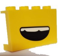 LEGO part Panel 1 x 4 x 2 with Side Supports - Hollow Studs with Open Mouth Smile with Top Teeth Pattern 14718pb031