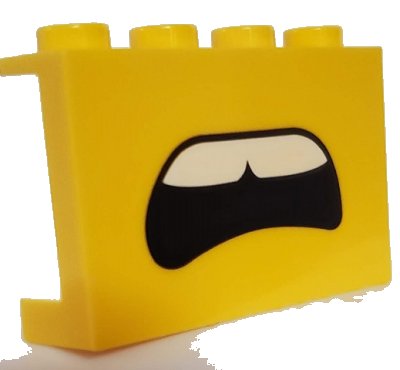 LEGO part Panel 1 x 4 x 2 with Side Supports - Hollow Studs with Open Confused Mouth and Teeth Pattern (14718pb032)