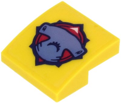 LEGO part Slope, Curved 2 x 2 x 2/3 with Hammerhead Shark Head, Red Compass Rose on Transparent Background Pattern (Sticker) - Set 60265 (15068pb267)