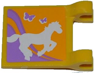 LEGO part Flag 2 x 2 Square with Horse and 2 Butterflies Pattern (Sticker) - Set 3189 (2335pb099)