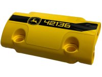 LEGO part Technic, Panel Curved 7 x 3 with 2 Pin Holes through Panel Surface with Black Stripe, '42136' and John Deere Logo Pattern Model Right Side (Sticker) - Set 42136 24119pb026R
