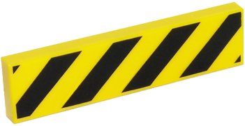 LEGO part Piastrella 1 x 4 con Strisce Pericolo Nero e Giallo (Angoli Neri) (2431p52)