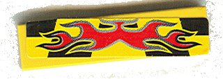 LEGO part Tile 1 x 4 with Red Flames on Black and Yellow Pattern (Sticker) - Set 8644 (2431pb0058)