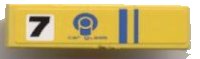 LEGO part Tile 1 x 4 with Black '7' and 'CAR GLASS' and Blue Stripes Pattern (Sticker) - Set 8124 2431pb0082