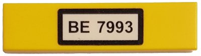 LEGO part Tile 1 x 4 with 'BE 7993' Pattern (Sticker) - Set 7993 (2431pb0085)