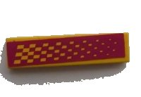 LEGO part Tile 1 x 4 with Yellow and Light Purple Checkered Pattern (Sticker) - Set 8666 2431pb0140