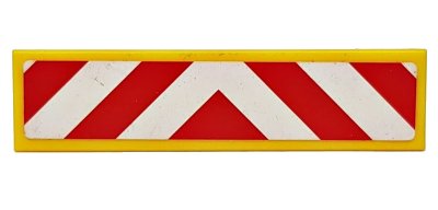 LEGO part Piastrella 1 x 4 con Motivo Strisce di Pericolo Chevron Rosso e Bianco Spesse, Rosso al Centro (Adesivo) - Set 60022 / 60183 (2431pb0404)