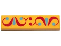 LEGO onderdeel Tegel 1 x 4 met Rood en Middel Cyaan Ornament Patroon 2431pb0580
