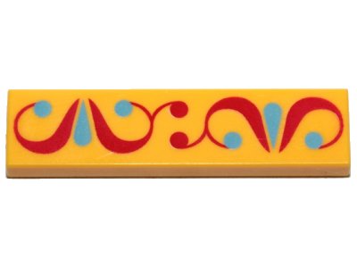 LEGO onderdeel Tegel 1 x 4 met Rood en Middel Cyaan Ornament Patroon (2431pb0580)