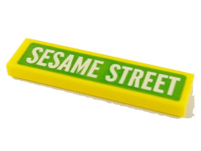LEGO onderdeel Tile 1 x 4 with White 'SESAME STREET' on Lime Background Pattern (2431pb0647)