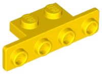 Staffa 1 x 2 - 1 x 4 con Angoli Arrotondati in giallo, numero pezzo LEGO 2436b