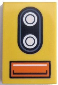 LEGO part Tile 2 x 3 with Double Silver and Black Car Headlight and Orange Direction Indicator Pattern 26603pb338