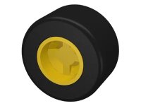 Wheel 8mm D. x 9mm for Slicks, Hole Round for Wheels Holder Pin with Black Tire Smooth Small Wide Slick (30027a / 30028) in giallo, numero pezzo LEGO 30027ac01