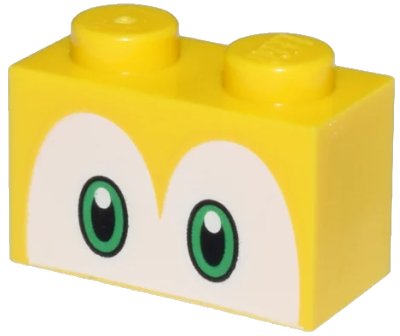 LEGO onderdeel Steen 1 x 2 met Zwarte en Helder Groen Ogen op Witte Achtergrond Patroon (Super Mario Koopa Troopa / Paratroopa) (3004pb204)
