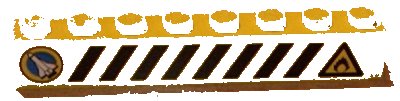 LEGO part Brick 1 x 8 with Black and Yellow Danger Stripes, Shuttle Left, Flame Right Pattern (Sticker) - Set 6459 (3008pb038)