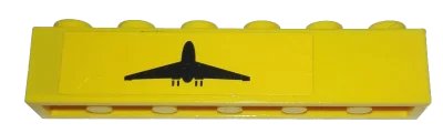 LEGO onderdeel Brick 1 x 6 with Black Airplane Pattern Model Left Side (Sticker) - Set 7891 (3009pb124l)
