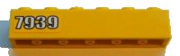 LEGO part Brick 1 x 6 with White '7939' on Yellow Background Pattern Left Side (Sticker) - Set 7939 3009pb147L
