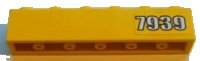 LEGO onderdeel Brick 1 x 6 with White '7939' on Yellow Background Pattern Right Side (Sticker) - Set 7939 3009pb147r