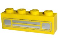 Brick 1 x 4 with Car Grille Chrome Pattern (Embossed Print) in giallo, numero pezzo LEGO 3010pb035d