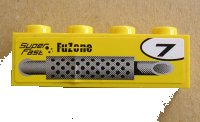 LEGO part Brick 1 x 4 with Silver Exhaust Pipe, Black Number 7 in Circle and 'FuZone Super Fast' Pattern Model Left Side (Sticker) - Set 8154 3010pb126l