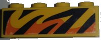 LEGO part Brick 1 x 4 with Black and Orange Flames Pattern Model Right Side (Sticker) - Set 60295 3010pb353R