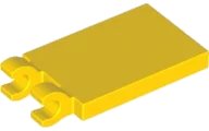 Fliese, modifiziert 2 x 3 mit 2 offenen O Clips in gelb, LEGO Teilenummer 30350b