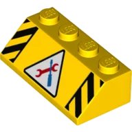 LEGO part Slope 45 2 x 4 with Dual Danger Stripes and Workshop Tools Pattern (3037pb055)