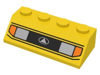 LEGO part Slope 45 2 x 4 with Silver Headlights, Orange Signal Lights, and Black Lines Pattern 3037px1U