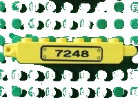 LEGO part Hinge Brick 1 x 6 Locking, 9 Teeth with Black '7248' on Transparent Background Pattern Model Left Side (Sticker) - Set 7248 30388pb001la