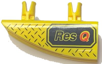 LEGO part Vehicle, Fairing 1 x 4 Side Flaring Intake with 2 Pins with Res-Q Pattern Left (30647px1)